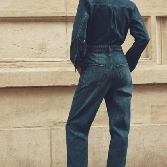 Zara Z1975 FRONT POCKETS DENIM JUMPSUIT Sz XL BNWT - Picture 8 of 11